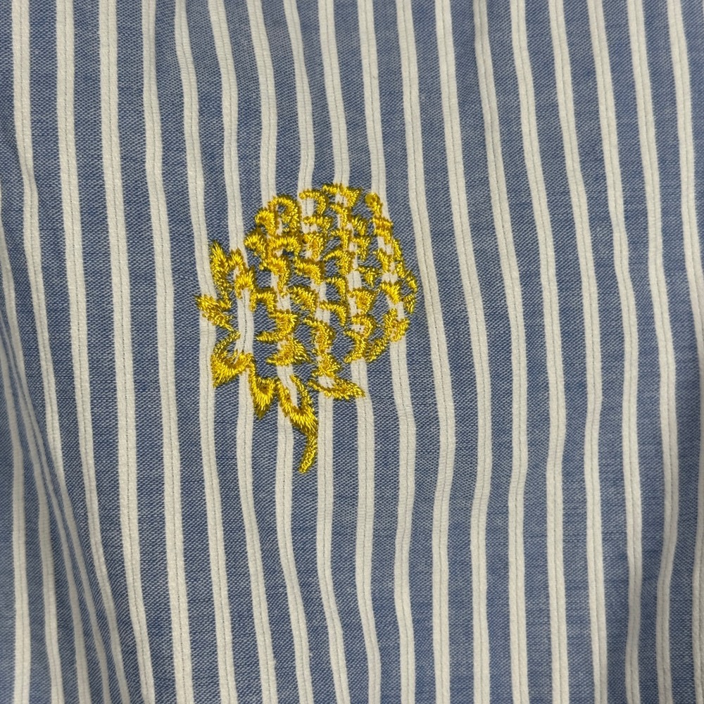 J.Crew‎ Shirt Blue White Striped Tie-Front Tank Sleeveless Embroidered Size 8 - Picture 5 of 9